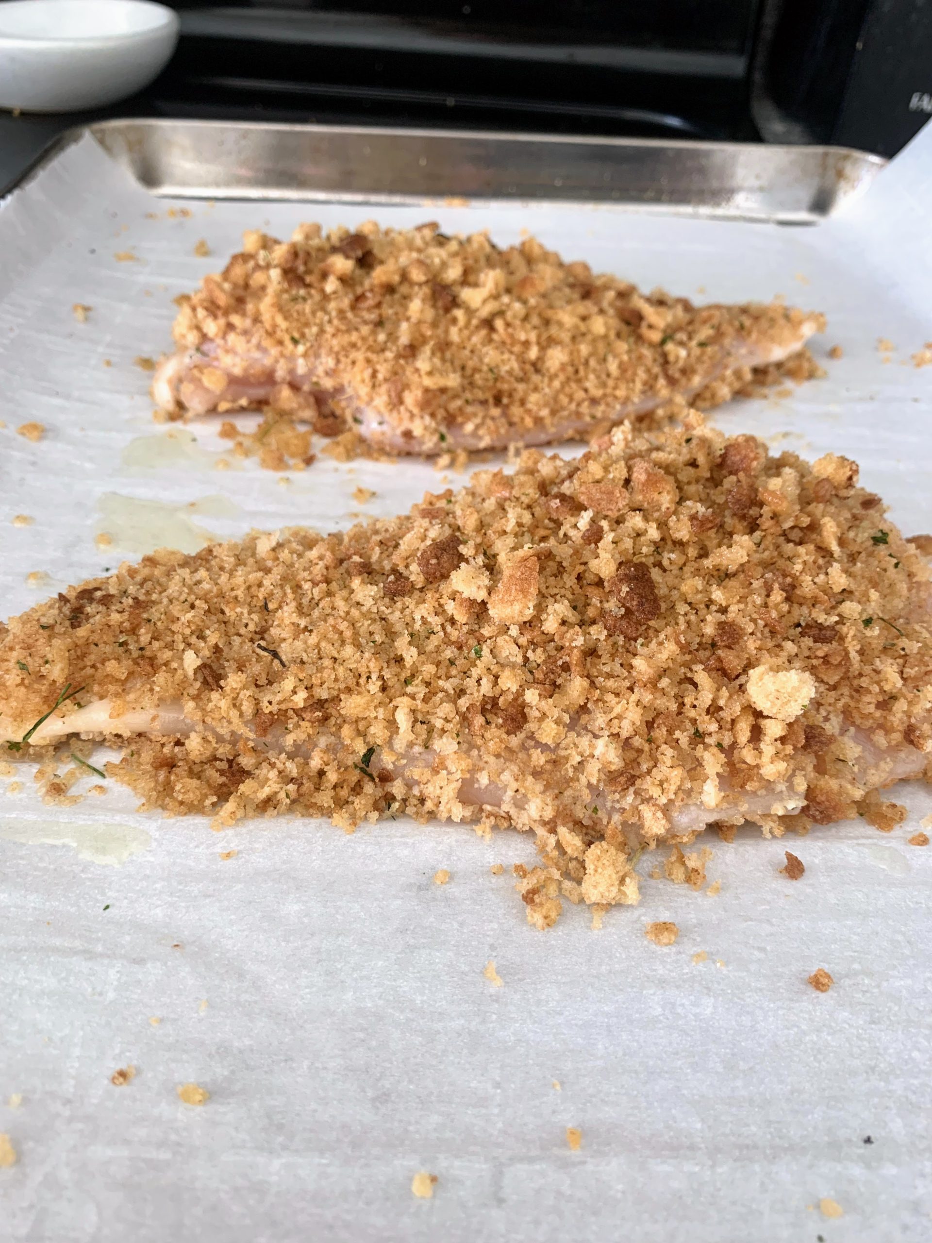 breaded chicken with bread crumbs